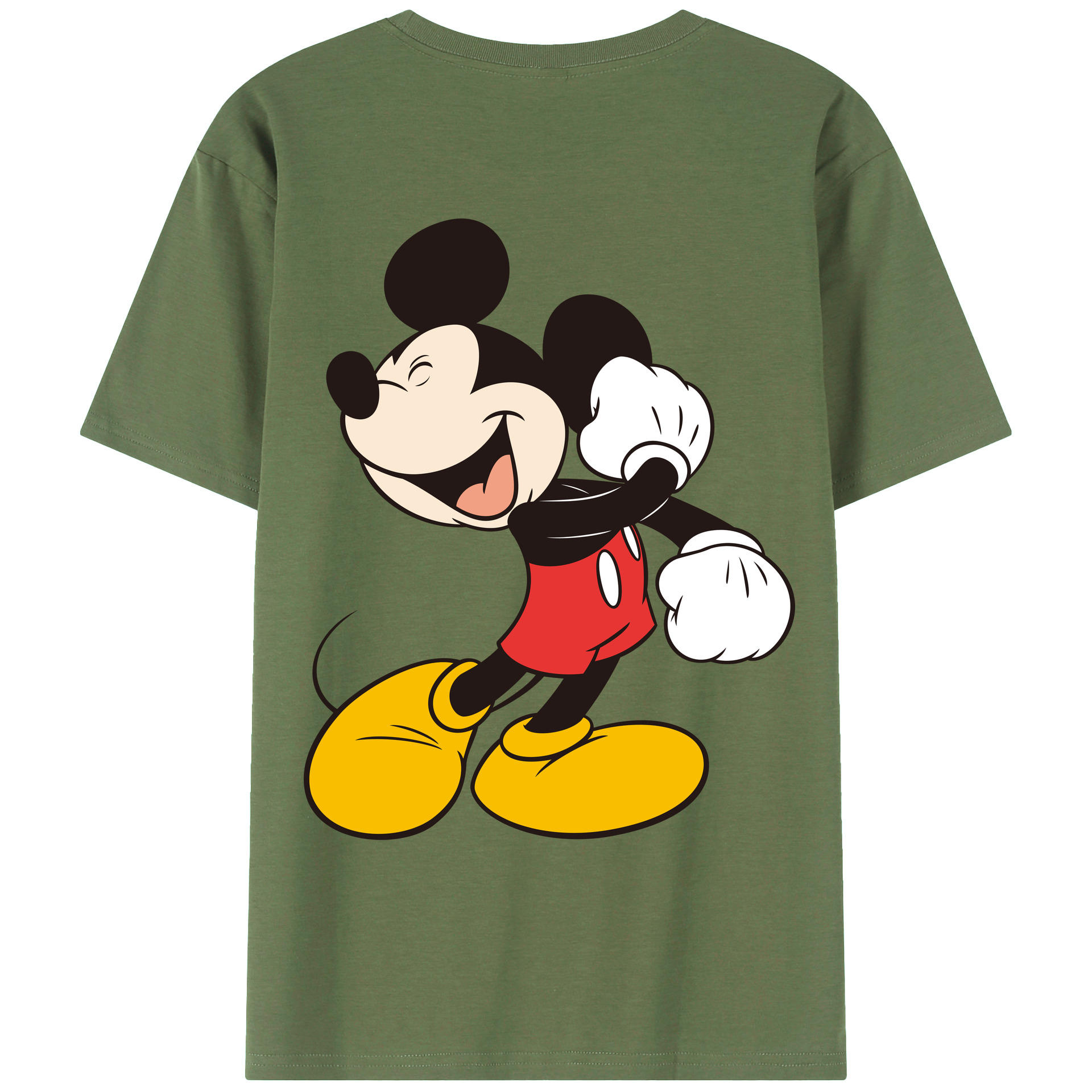 ミッキーマウス Mickey Mouse 綿100％ メンズ半袖Tシャツ（バックプリント） 通気性